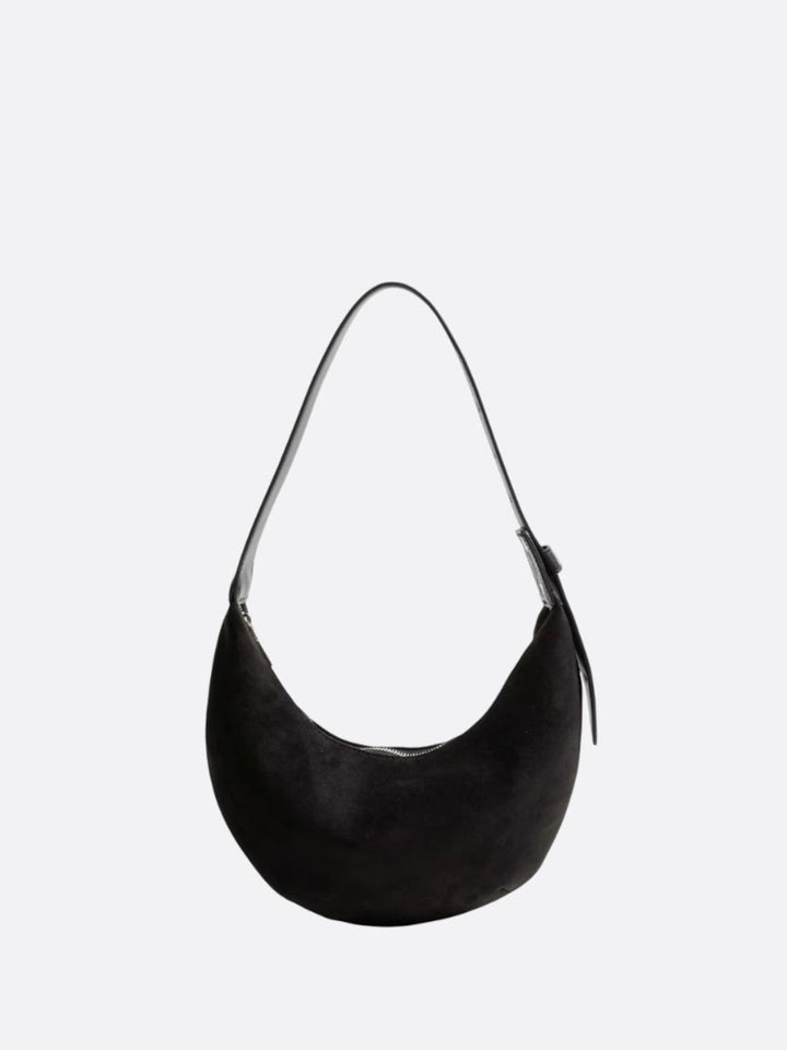 sac demi-lune daim noir
