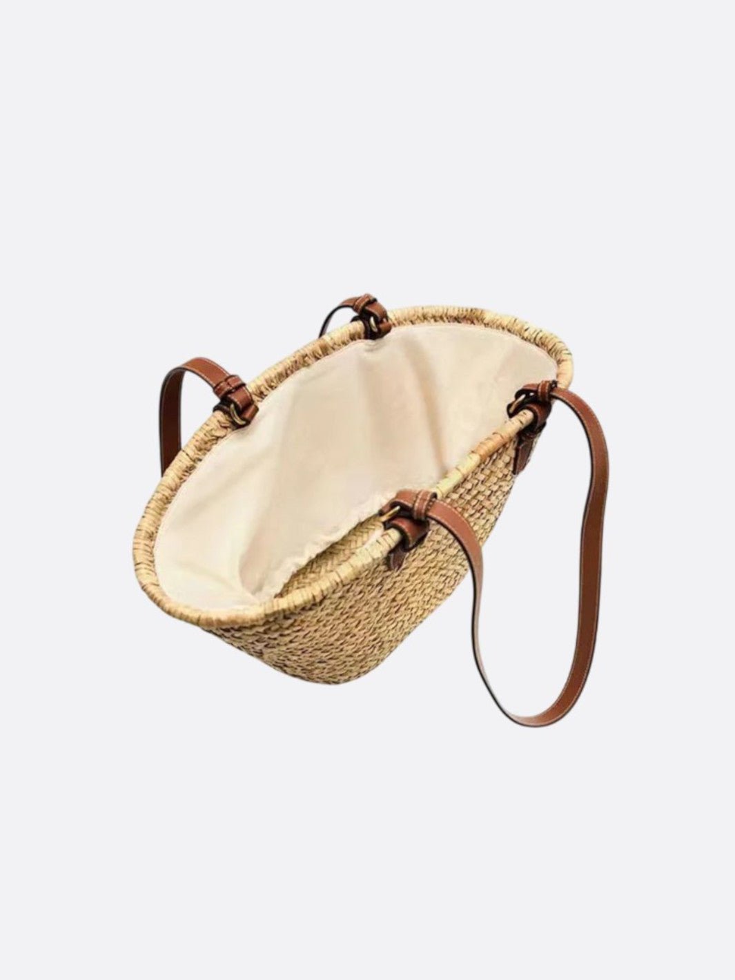 Cesta de paja con asa de cuero<br> Marenzo