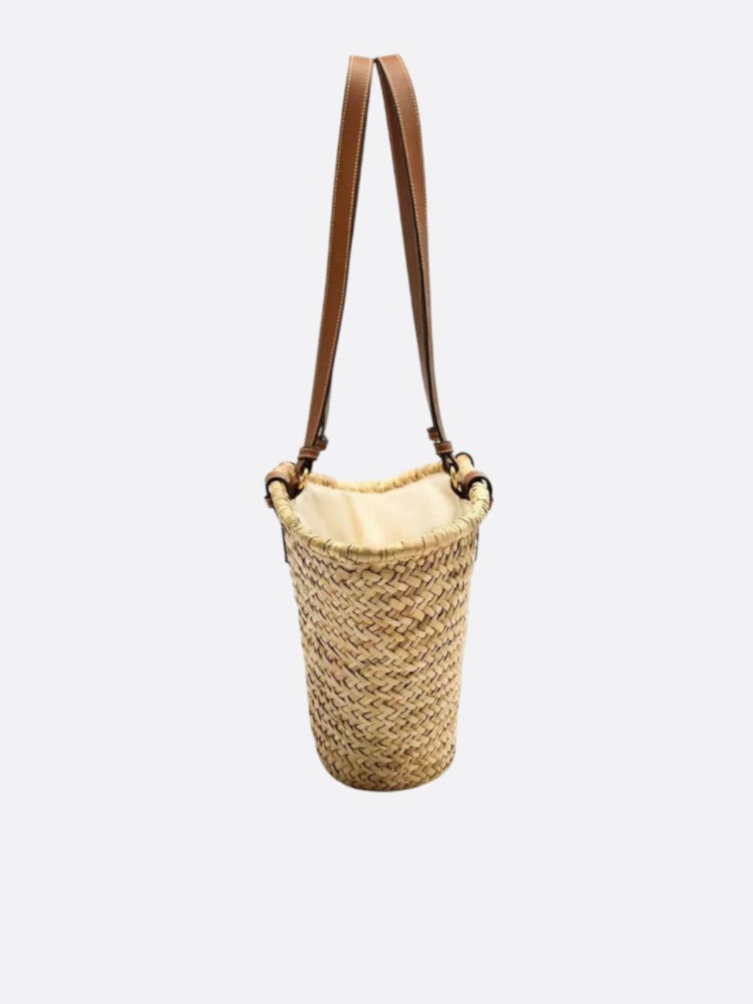 Cesta de paja con asa de cuero<br> Marenzo