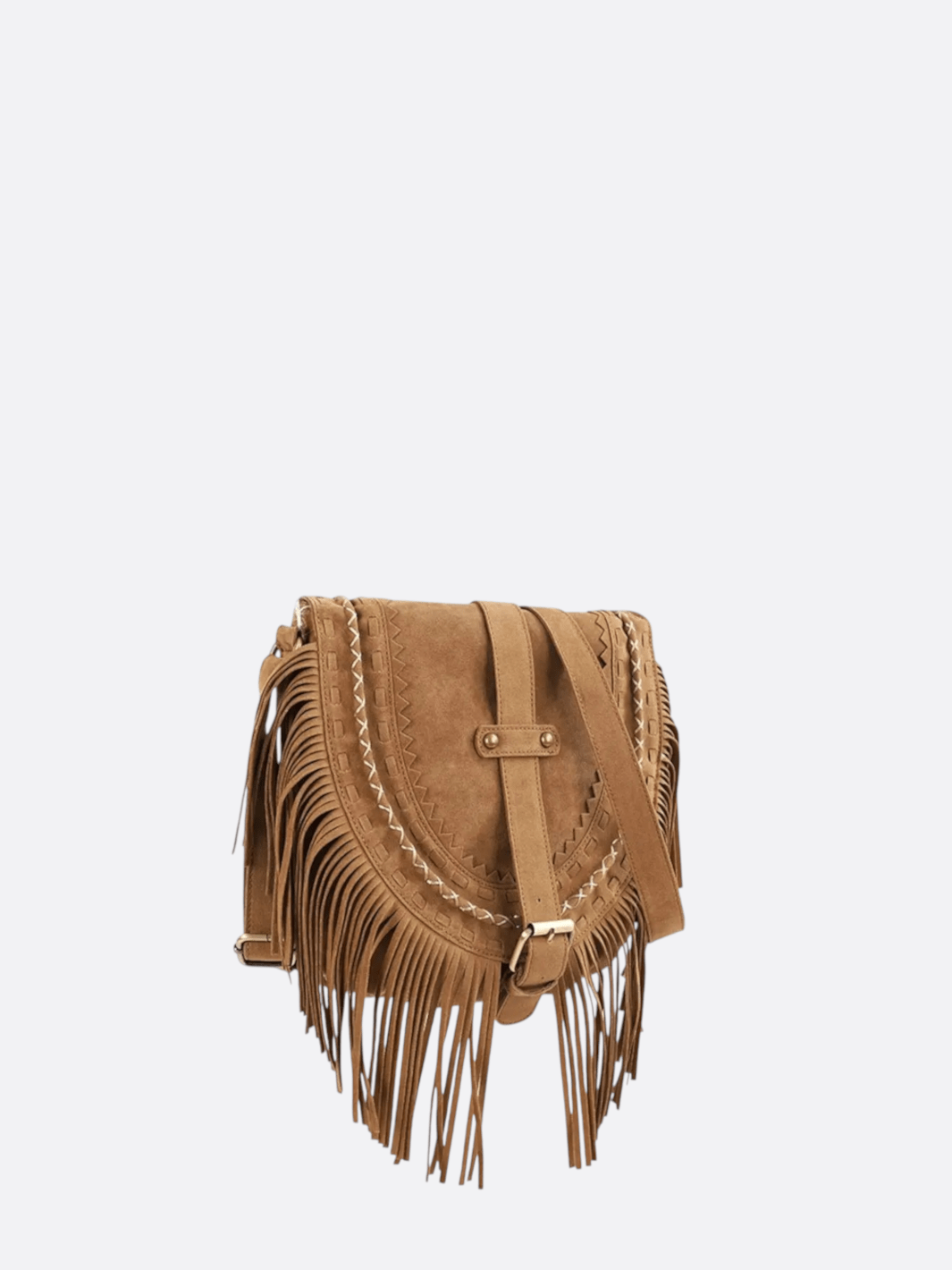 Bolso tipo cartera de ante con flecos<br> Maravella