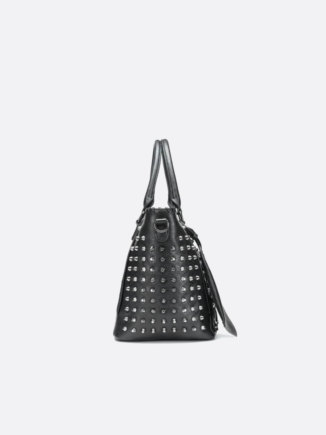 Bolso tote de piel negra con tachuelas<br>Deymos