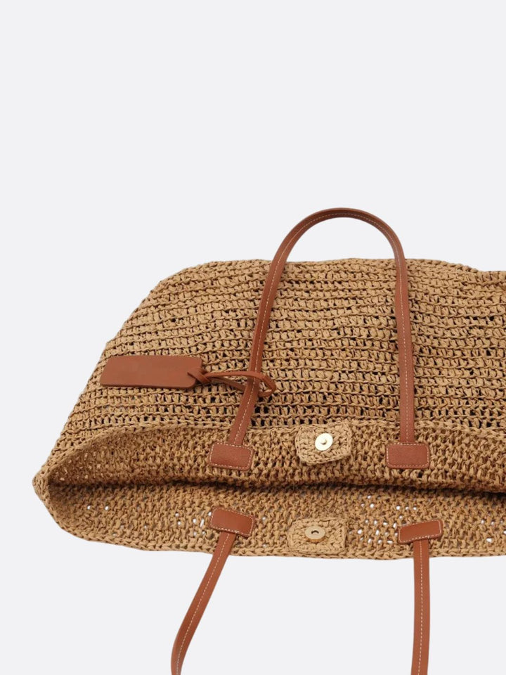 Bolso tote de paja y piel