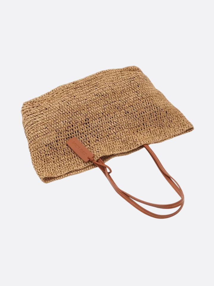 Bolso tote de paja y piel