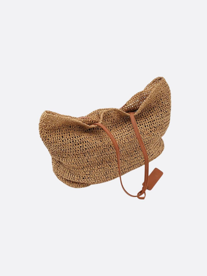 Bolso tote de paja y piel