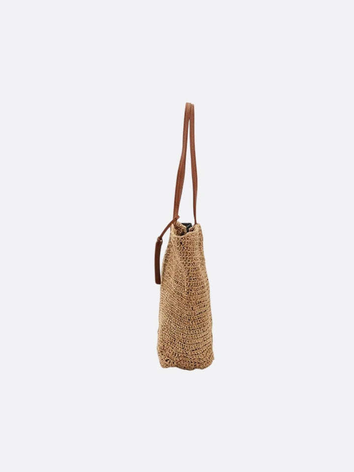 Bolso tote de paja y piel