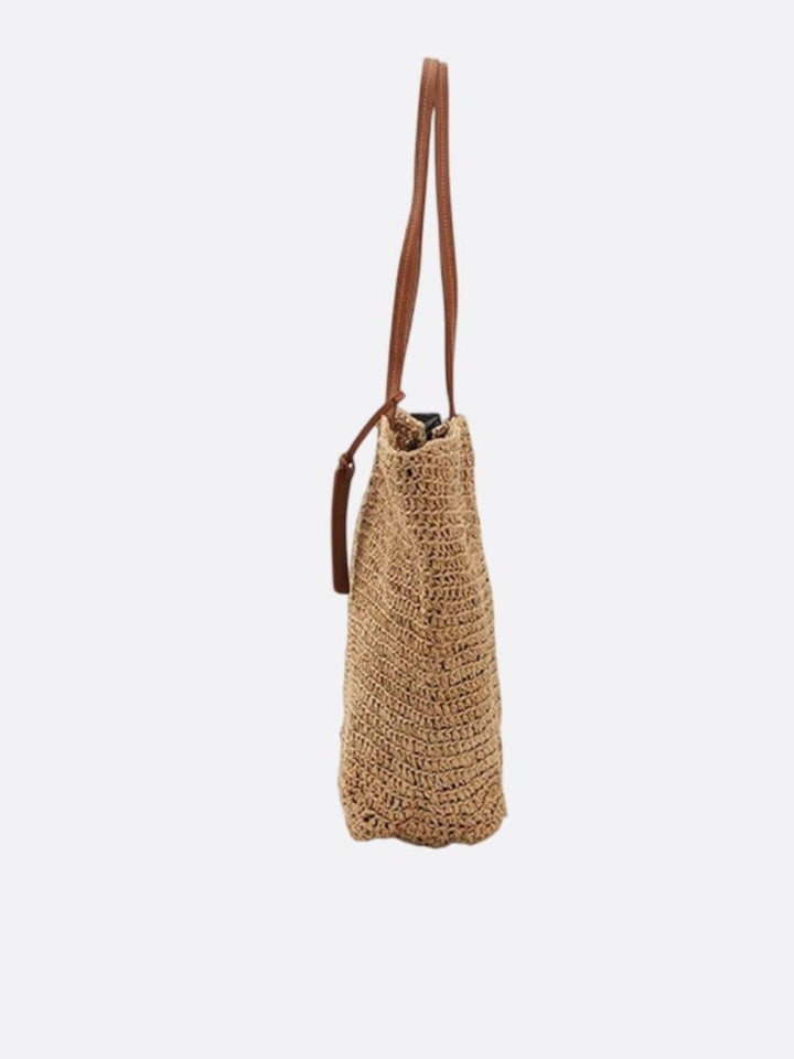 Bolso tote de paja y cuero<br> Aurius