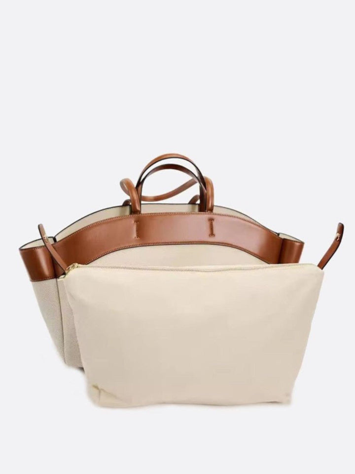 Bolso tote de lona y cuero<br> Talencia