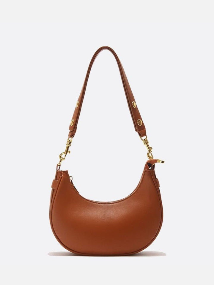 Sac épaule demi-lune cuir marron clair