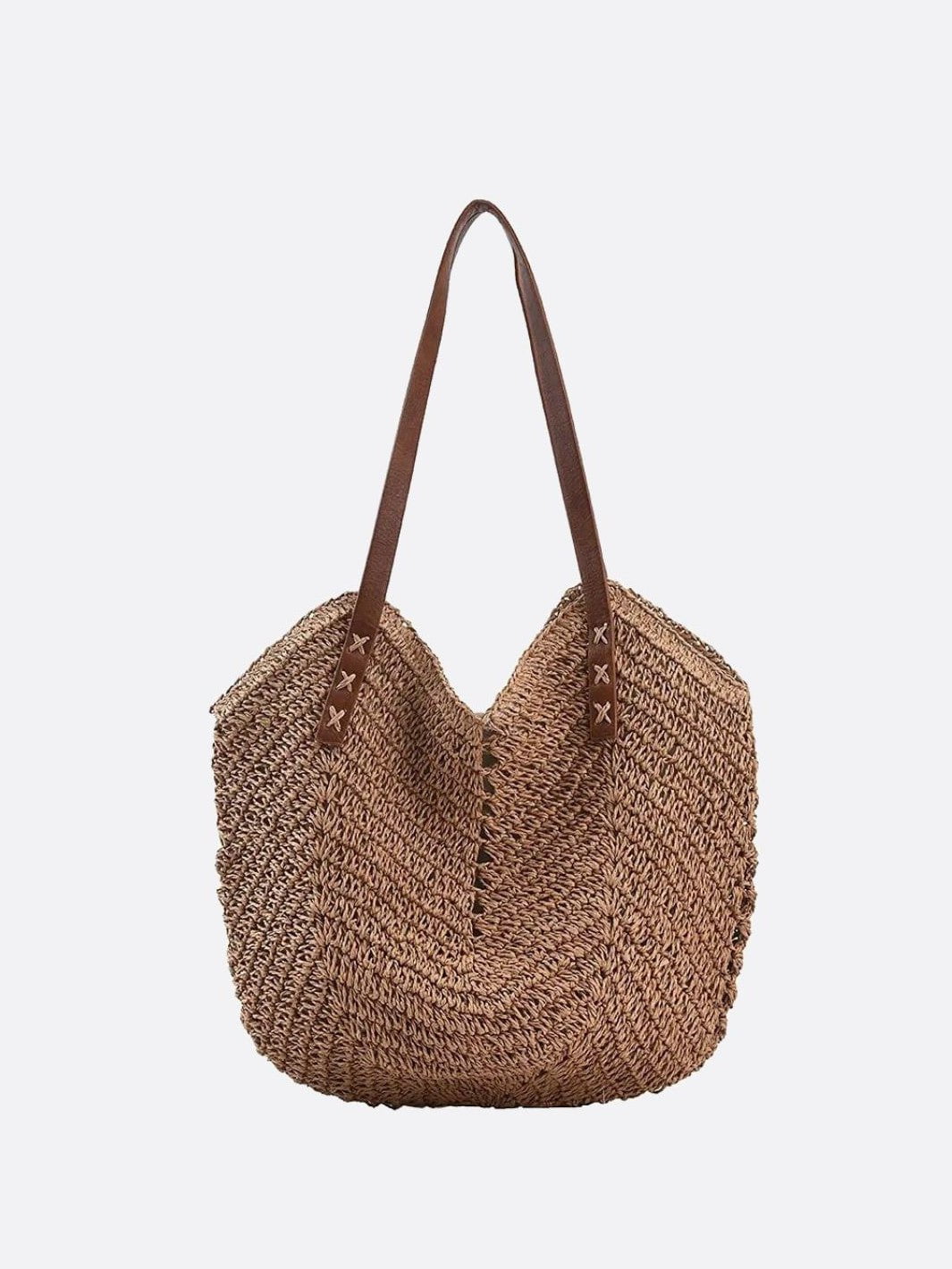 Sac plage paille tressée kaki