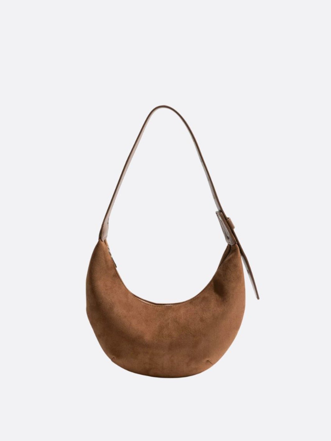 sac demi-lune daim marron