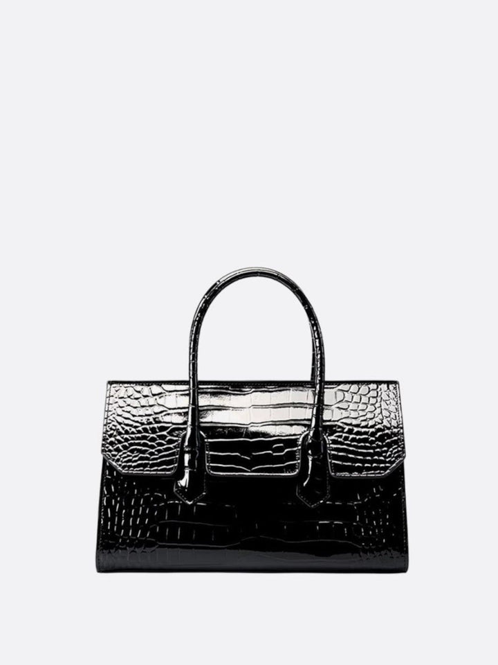 Sac cuir noir effet croco