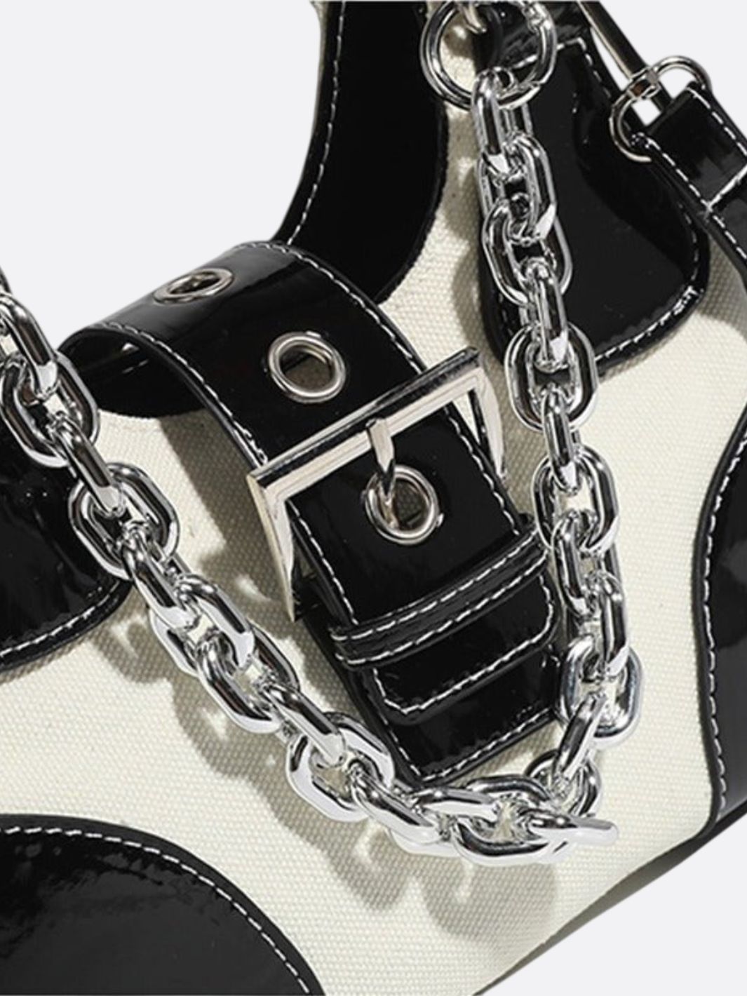Bolso bandolera de lona y piel