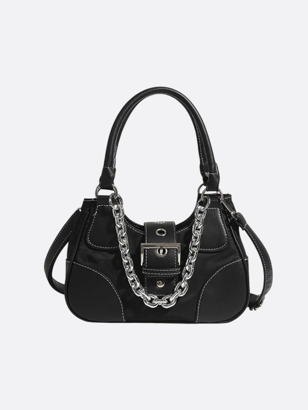 sac toile et cuir noir