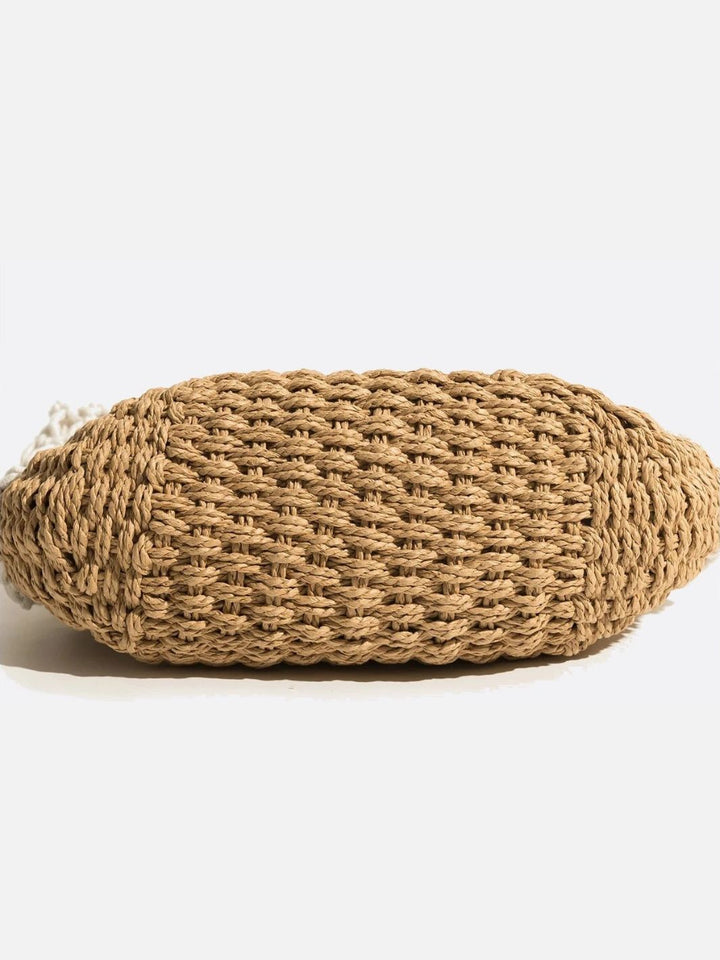 Bolso tote de malla y paja