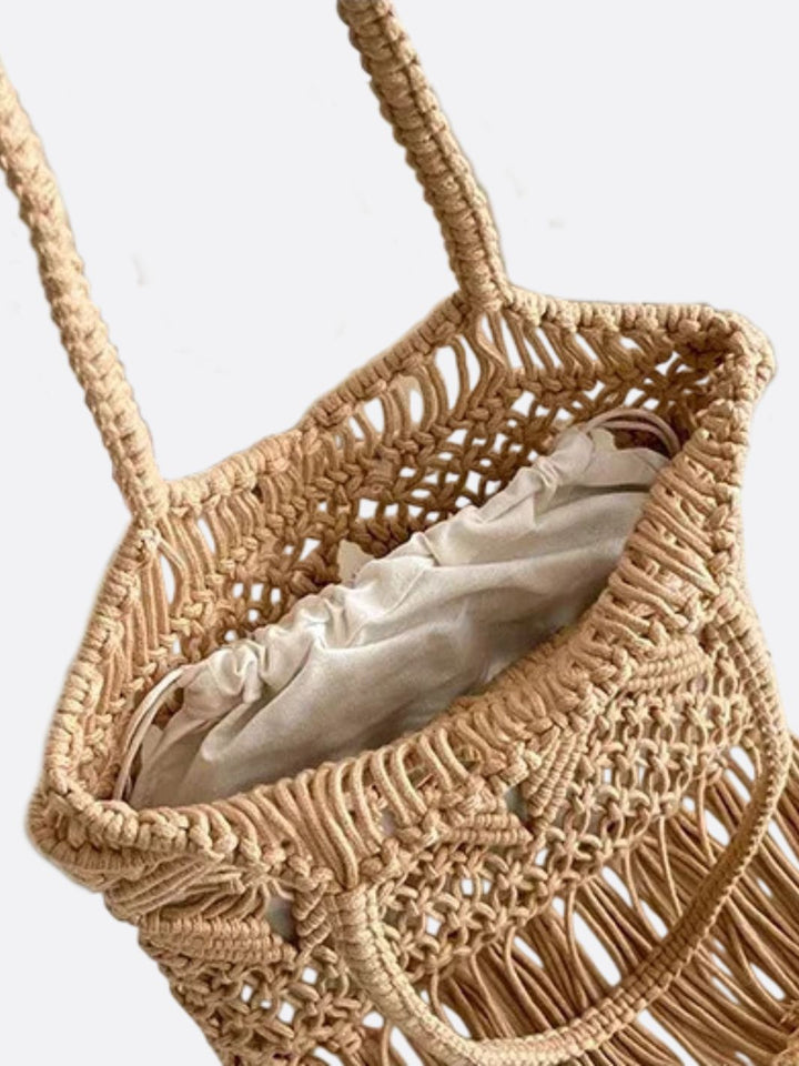 Bolso de macramé con flecos