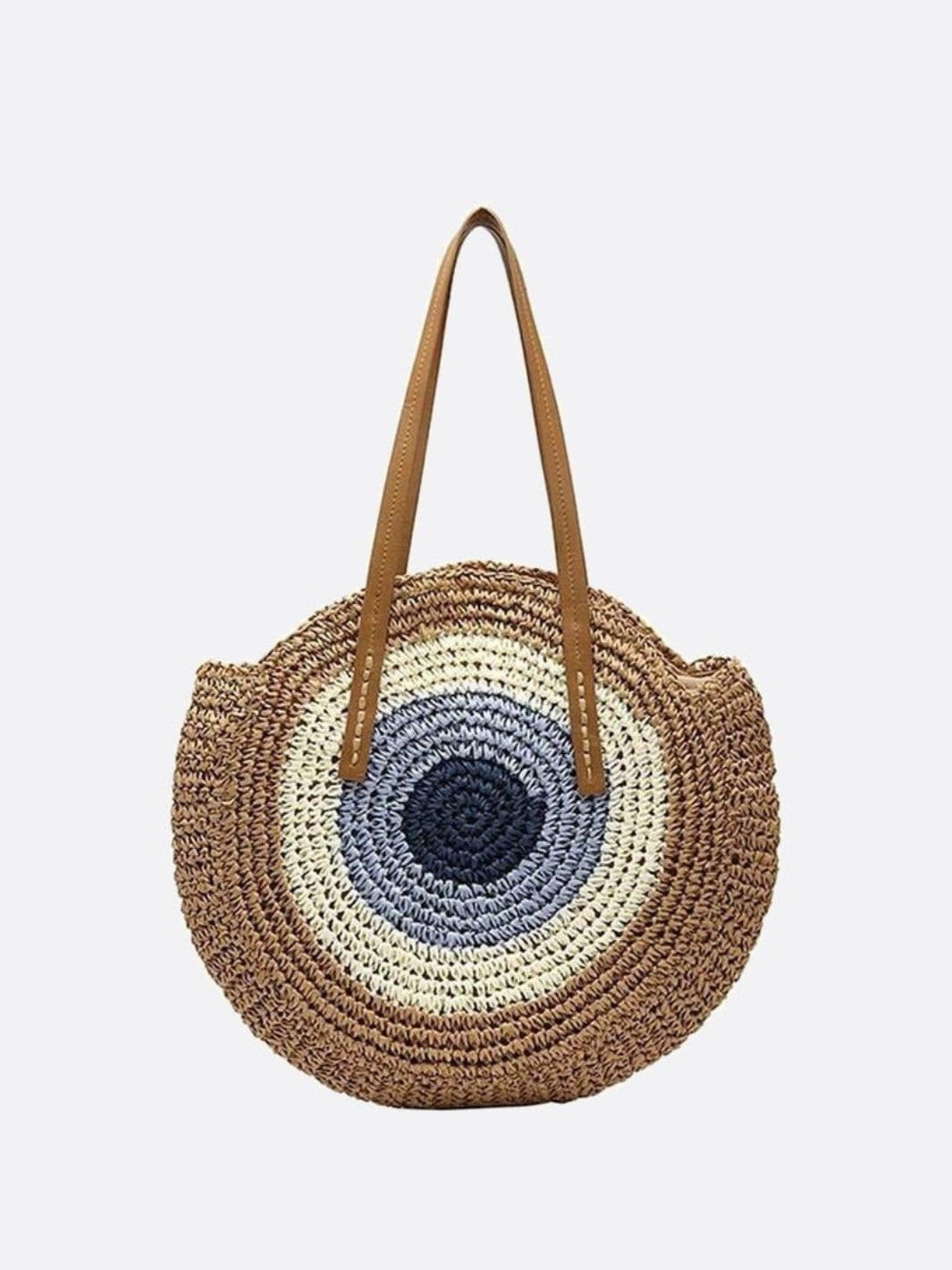 Sac paille coloré marron