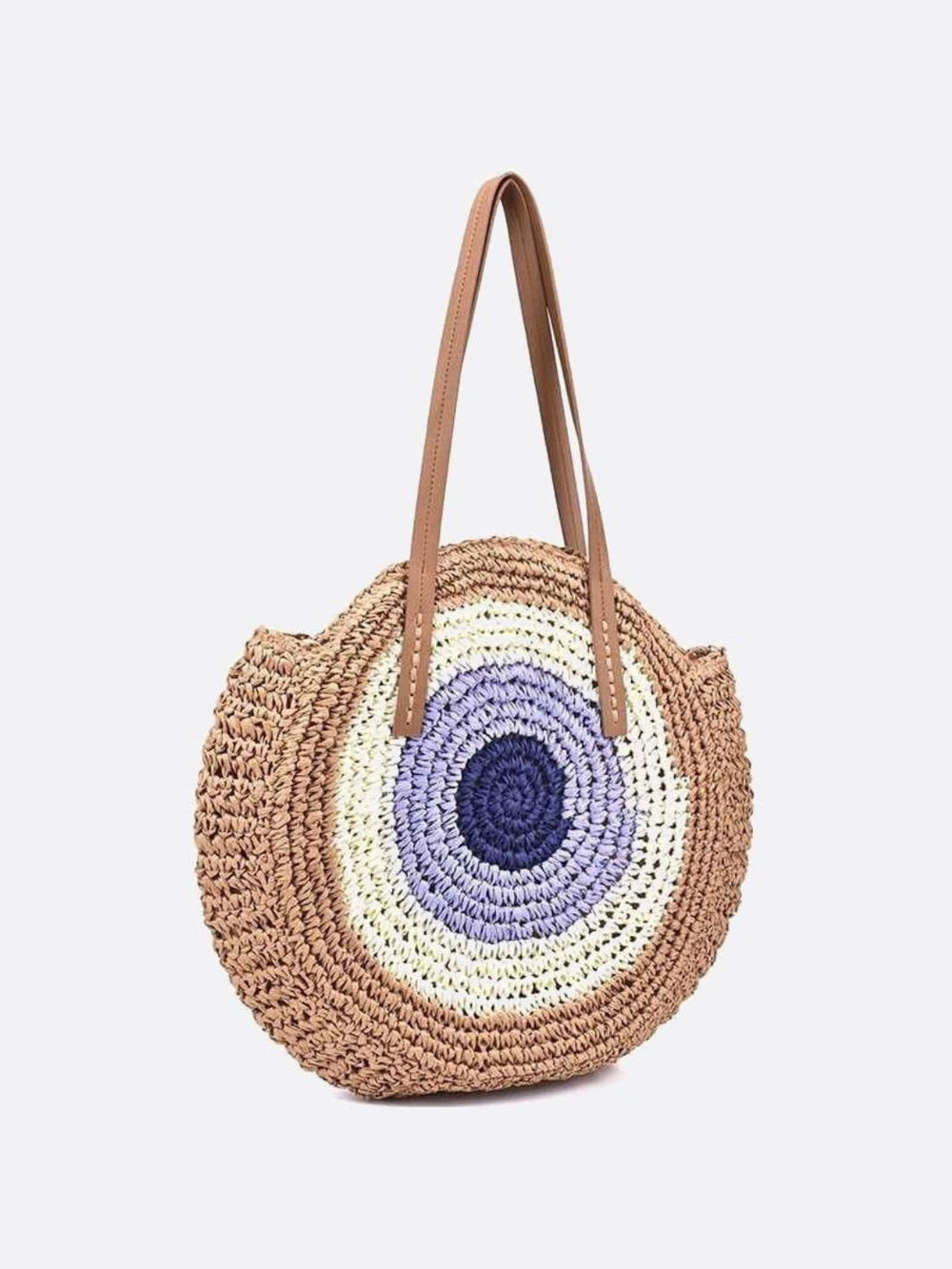 Sac paille coloré marron clair