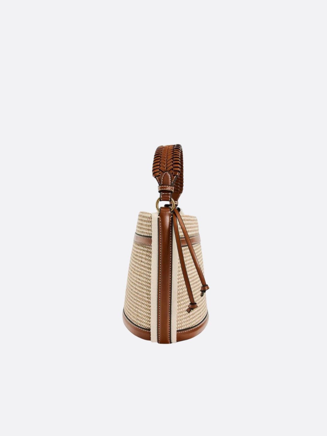 Bolso de rafia con ribete de piel<br>Terra